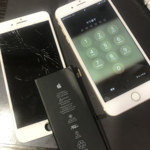 iPhone７plus　画面修理　バッテリー交換