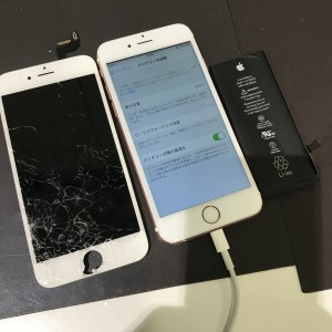 アイフォン６s　画面修理と電池交換のセット修理