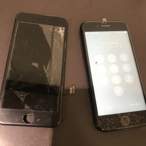 アイフォン８　画面ガラス修理