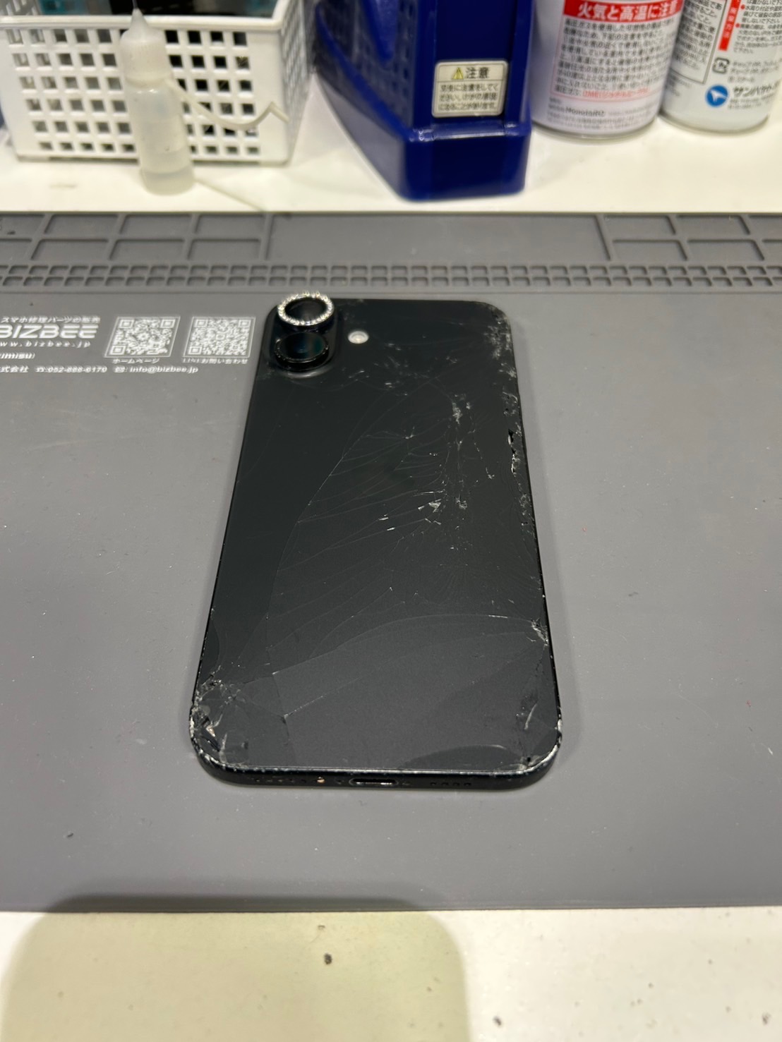 奈良県生駒郡平群町 iphone16plus 背面ガラス交換