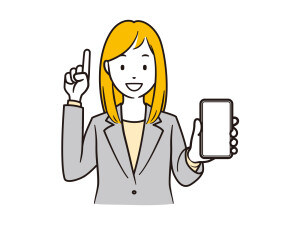 B-スマホを見せてポイントを示すOL-a